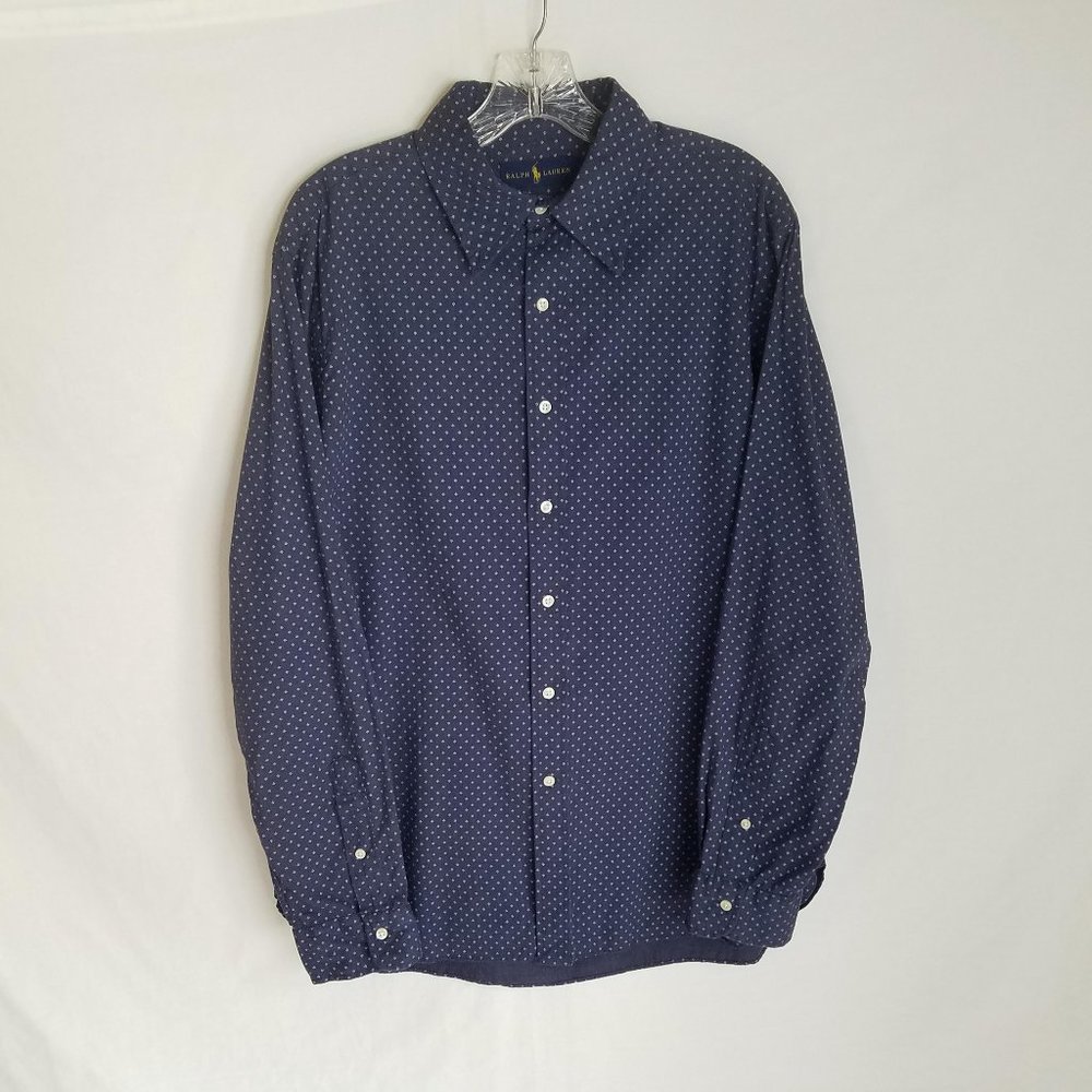 Polo Ralph Lauren Blue Button Front Long Sleeve Shirt Men's Size Large